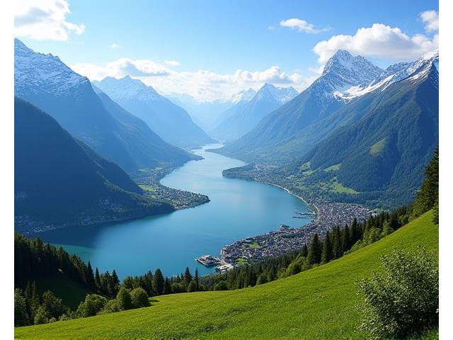 Blick auf Interlaken und die Eigerwand im Berner Oberland